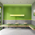 Modern Bubble Tea Shop Interior With Green Counter Fruit Display Case And Menu Board 3d model