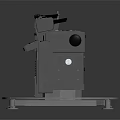 Gray Multiple Barrel Military Weapon Turret With Mechanical Base And Control Panel 3d model