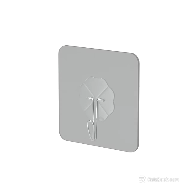 Gray Square Wall Mounted Hook With Flower Design For Home Organization 3d model 