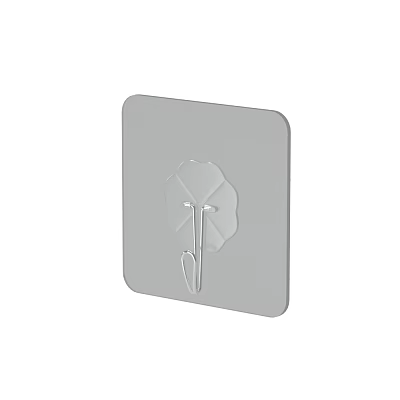 Gray Square Wall Mounted Hook With Flower Design For Home Organization 3d model