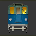 Blue Model Train With Multiple Carriages White Wheels And Gray Background Reflection