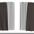 Dark Brown And White Curtains With Double Layer Design For Home Windows