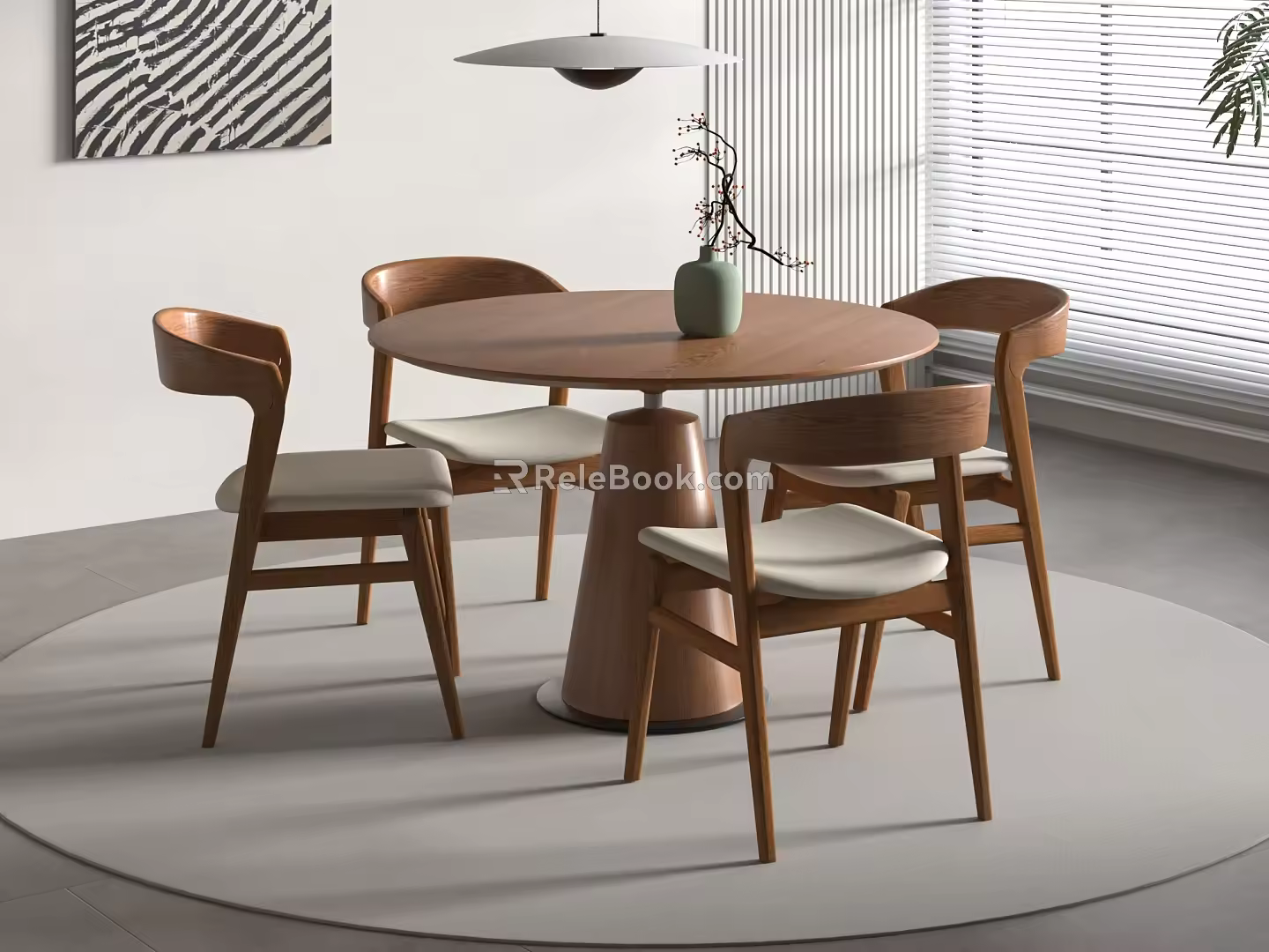 Modern Dining Table and Chair Combination Round Table Dining Chair 3d model