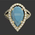Gold Ring With Large Blue Gemstone And Small Diamond Decorations For Daily Life