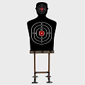 Human Silhouette Shooting Target With Bullseye Markings And Metal Stand