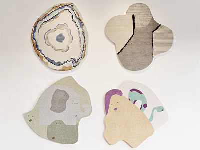 Unique Shaped Rugs with Creative Patterns Various Irregular Shapes and Textured Details 3d model