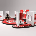 Poker Gaming Setup With Cards Chips Heart Decoration And Circular Table 3d model