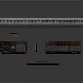 Floating Industrial Equipment Setup With Gray Table Top Control Panels Round Buttons And Black Column