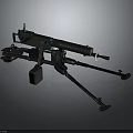 Military Machine Gun With Tripod Stand Long Barrel And Ammunition Box