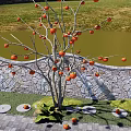 Garden Fruit Tree Orchard Persimmon Tree Landscape Tree Point View Tree Courtyard Landscape 3d model
