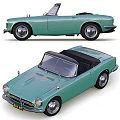 Aqua Vintage Convertible Classic Car Front And Rear