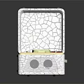 White Cracked Texture Portable Speaker With Open Lid And Control Buttons 3d model