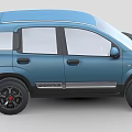 Blue Modern Compact SUV Featuring Round Headlights Black Bumpers And Red Accent Wheels 3d model