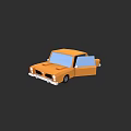 Orange Small Cartoon Car With Open Door And Toy Model Design