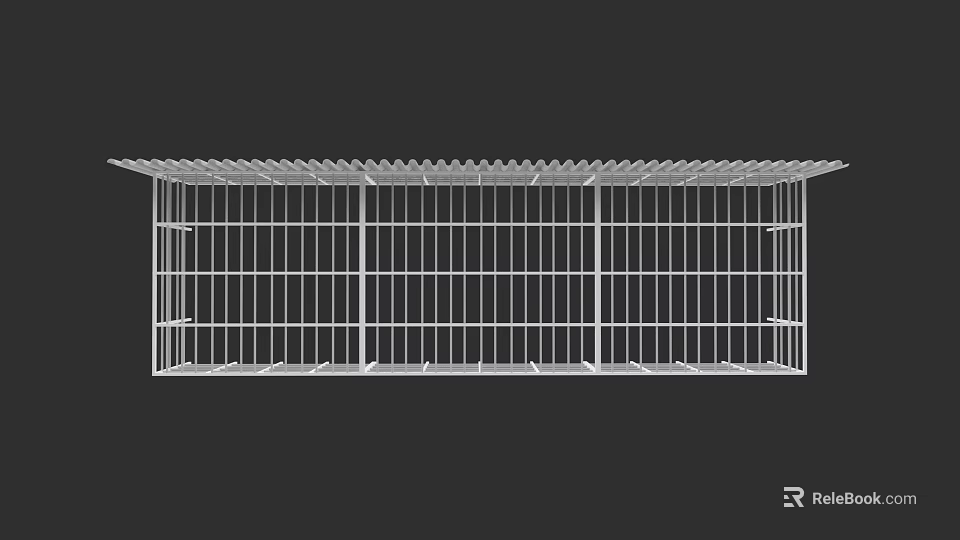 White Metal Grille Structure With Vertical And Horizontal Bar Design 3d model 