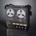 Vintage Electronic Tape Recorder with Transparent Case Dual Reels Knobs and Buttons