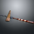 Traditional Decorative Weapons With Woven Pattern Handle And Red White Striped Design 3d model