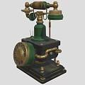 Vintage Daily Electrical Appliance Classic Green And Gold Rotary Dial Telephone With Decorative Brass Accents