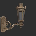 Vintage Decorative Wall Lamp With Crown Top Intricate Carvings And Glass Panel