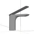 Modern Stainless Steel Faucet With Curved Tilted Spout And Sleek Surface Design