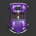 Purple Convertible Car with Shiny Exterior Black Bow Decoration on Top and Glowing Wheels Design