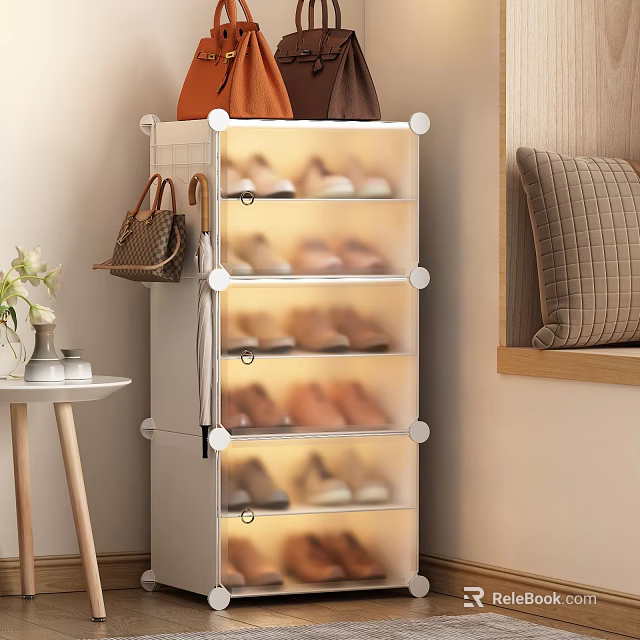 Modern Transparent Drawer Shoe Cabinet with Multiple Layers for Storing Shoes in Home Interior 3d model 