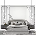 Modern Background Double Bed Double Bedding Combination 3d model