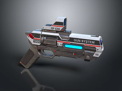 Futuristic Sci Fi Gun System With EP 001 Label Blue Light And 1000 Marking 3d model