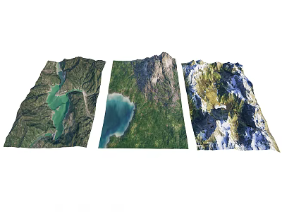 Garden Landscape Featuring Natural Terrain Lakes Mountains And Lush Vegetation 3d model