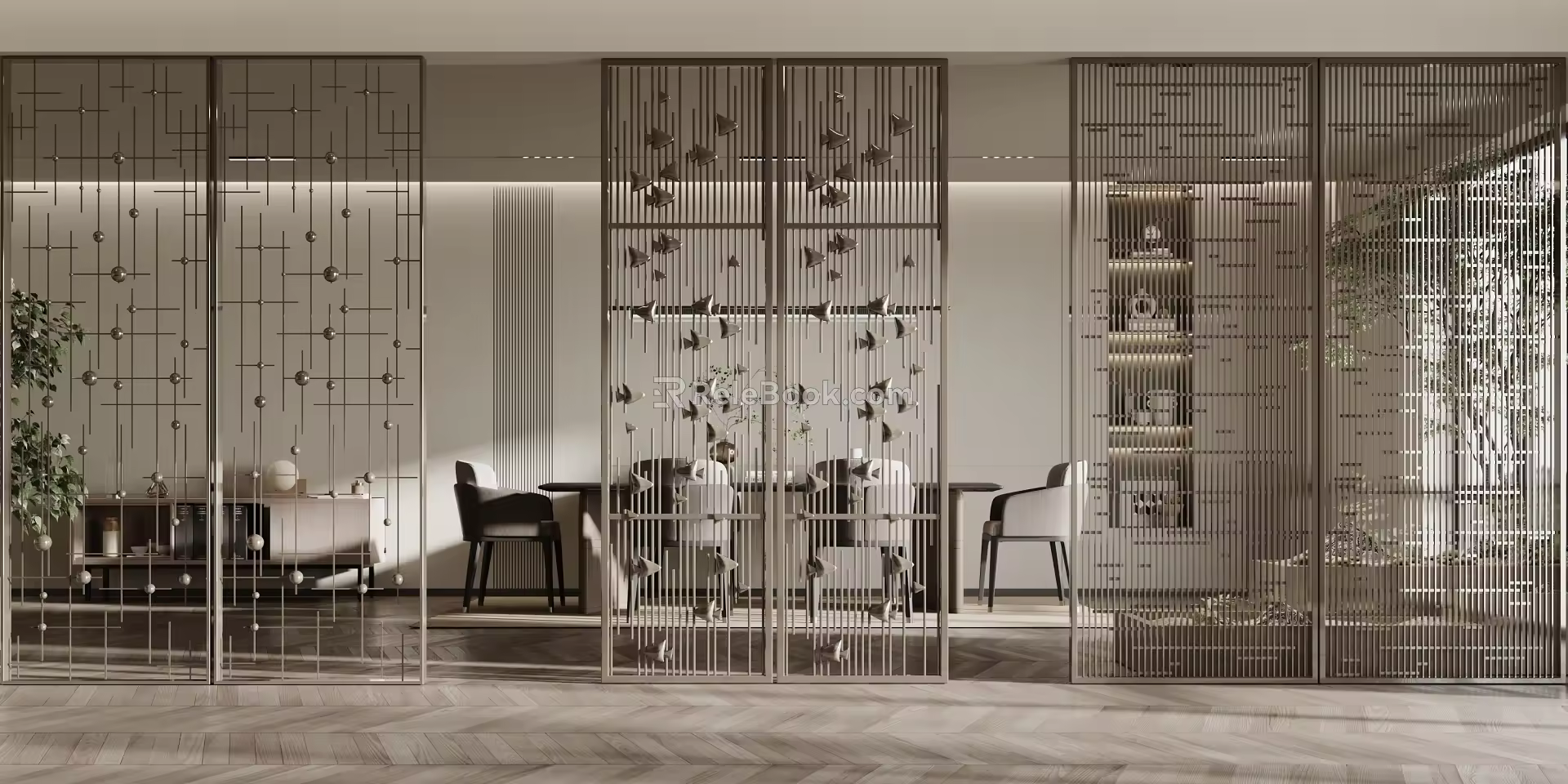 Modern screen partition glass partition 3d model