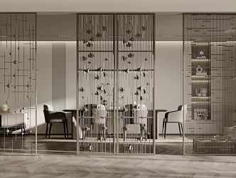 Modern screen partition glass partition 3d model