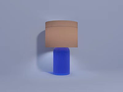 Modern Blue Striped Table Lamp With Brown Fabric Lampshade for Home Decor 3d model