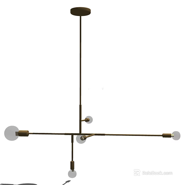 Modern Minimalist Chandelier With Metal Crossbar And Multiple Bulb Fixtures 3d model 