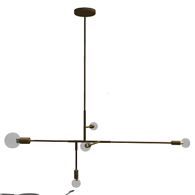 Modern Minimalist Chandelier With Metal Crossbar And Multiple Bulb Fixtures 3d model