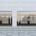 Main Entrance Brass Doors With Glass Panels And Ornate Grilles On Concrete Steps