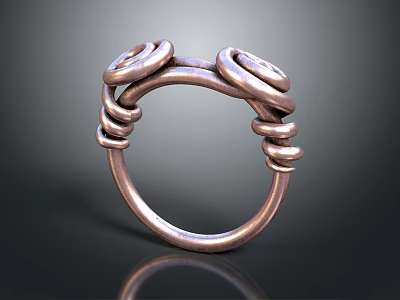 Artistic Metallic Sculptural Ring With Unique Coiled Twisted Top Design Elements 3d model