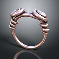 Artistic Metallic Sculptural Ring With Unique Coiled Twisted Top Design Elements