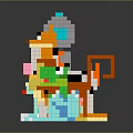 Colorful Pixel Art Characters And Creatures Standing On Reflective Surface 3d model