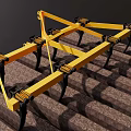 Yellow Industrial Tilling Machinery with Metal Frame and Black Tines for Soil Cultivation