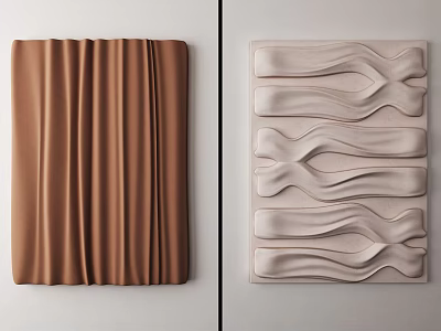 Textured Wall Decor With Pleated And Wavy Patterns In Brown And Beige 3d model