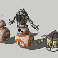 Smart Machines With Spherical Bodies Mechanical Arms And Flying Unit