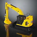 Yellow CAT Excavator With Tracked Chassis Front Bucket And Operator Cab 3d model