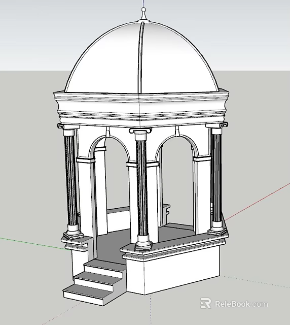 Detailed Classical Pavilion Architectural Design With Dome Columns Arches And Platform 3d model 