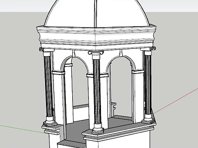 Detailed Classical Pavilion Architectural Design With Dome Columns Arches And Platform 3d model