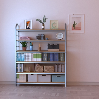 Bookshelf Iron Bookshelf Storage Rack 3d model