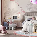 Playful Kids Room Design With Flamingo Wall Cloud Pendant Light Stuffed Toys And Soft Rug