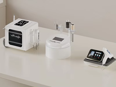 Professional White Beauty Devices With Digital Screens And Skincare Attachments 3d model