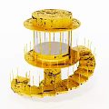 Golden Multi Tiered Spiral Model With Steps Platforms And Artistic Structure