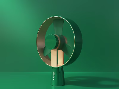 Green Air Conditioner Fan With Circular Blades Green Base And CASA On Green Background 3d model