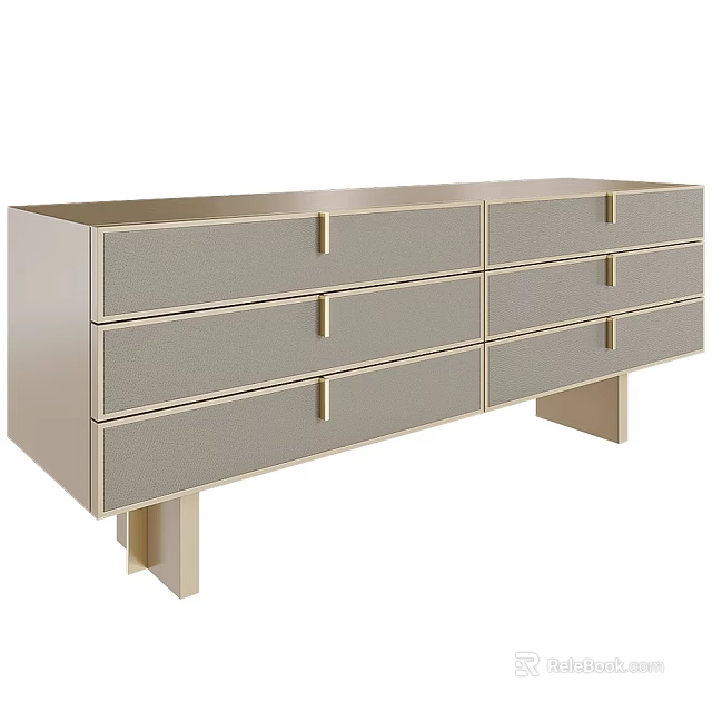 Elegant Modern Sideboard With Multiple Light Colored Drawers And Minimalist Design 3d model 